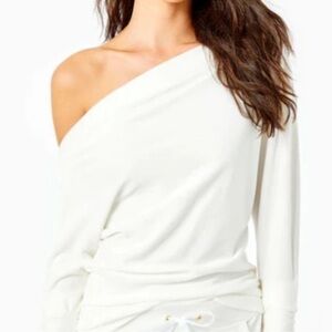 NWT Lilly Pulitzer One-shoulder Velour White Top (medium)